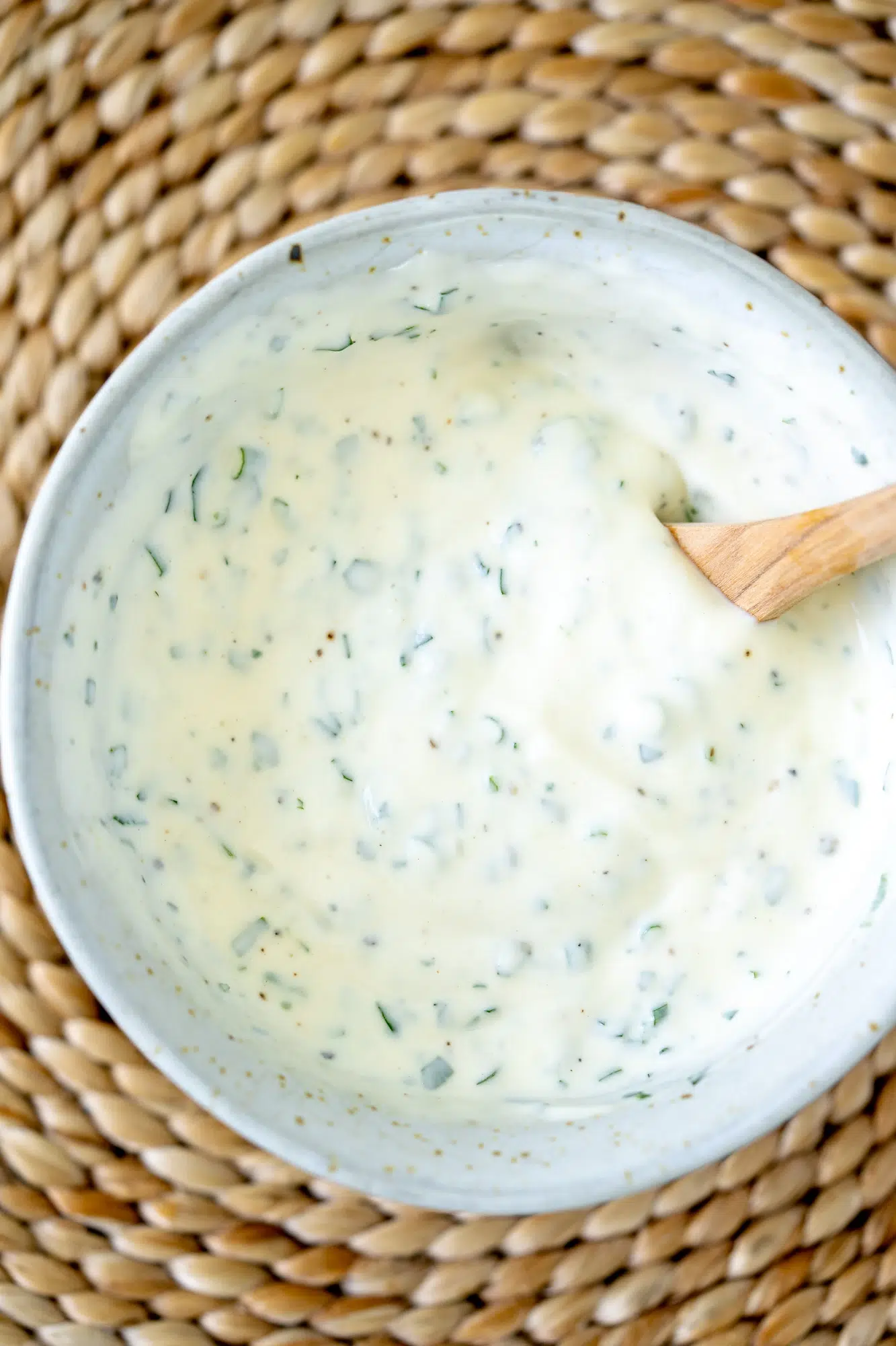Creamy Garlic and Herb Dipping Sauce Close Up