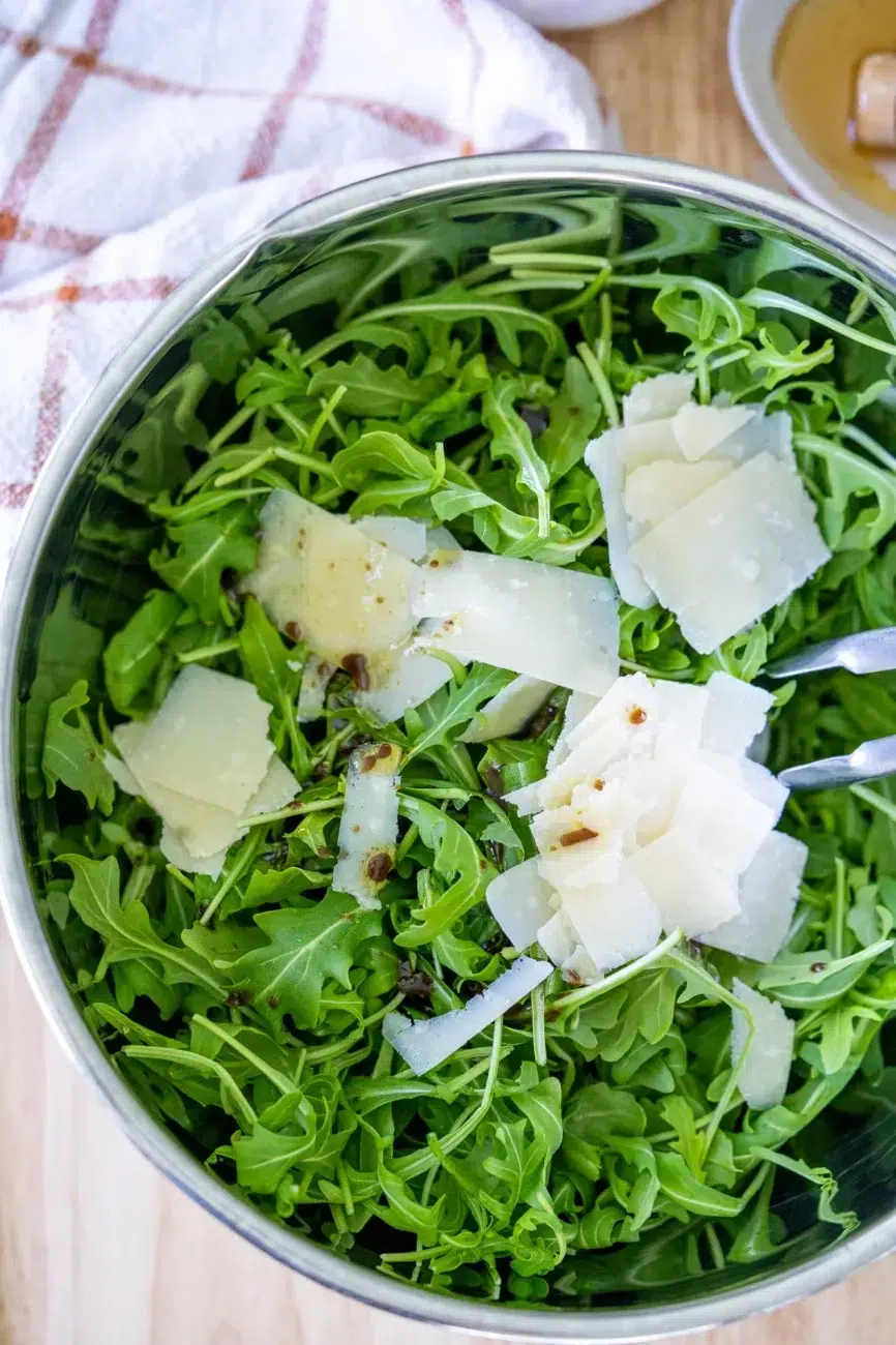 Easy Rocket Parmesan Salad Recipe Mixing Bowl