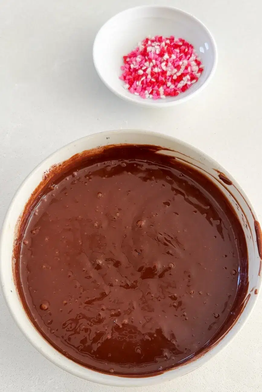 Finished glossy chocolate ganache in bowl