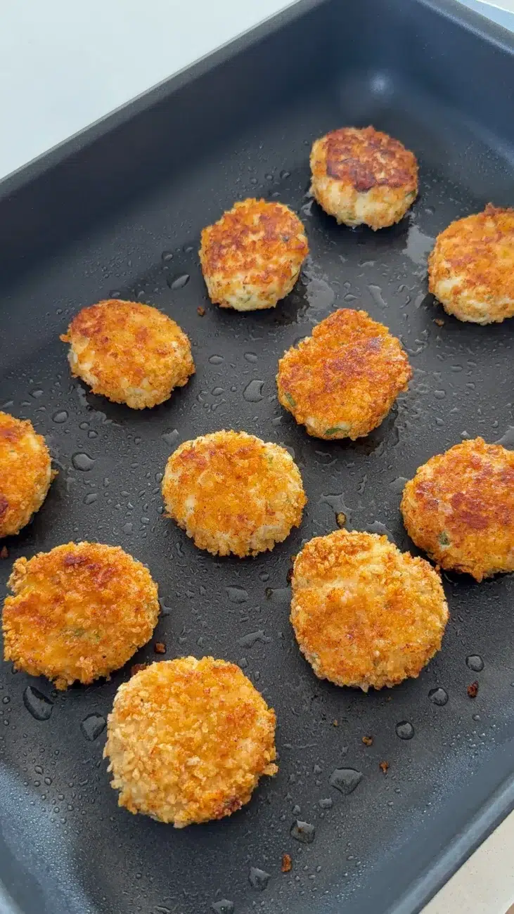 finished chicken rissoles directly out of the oven