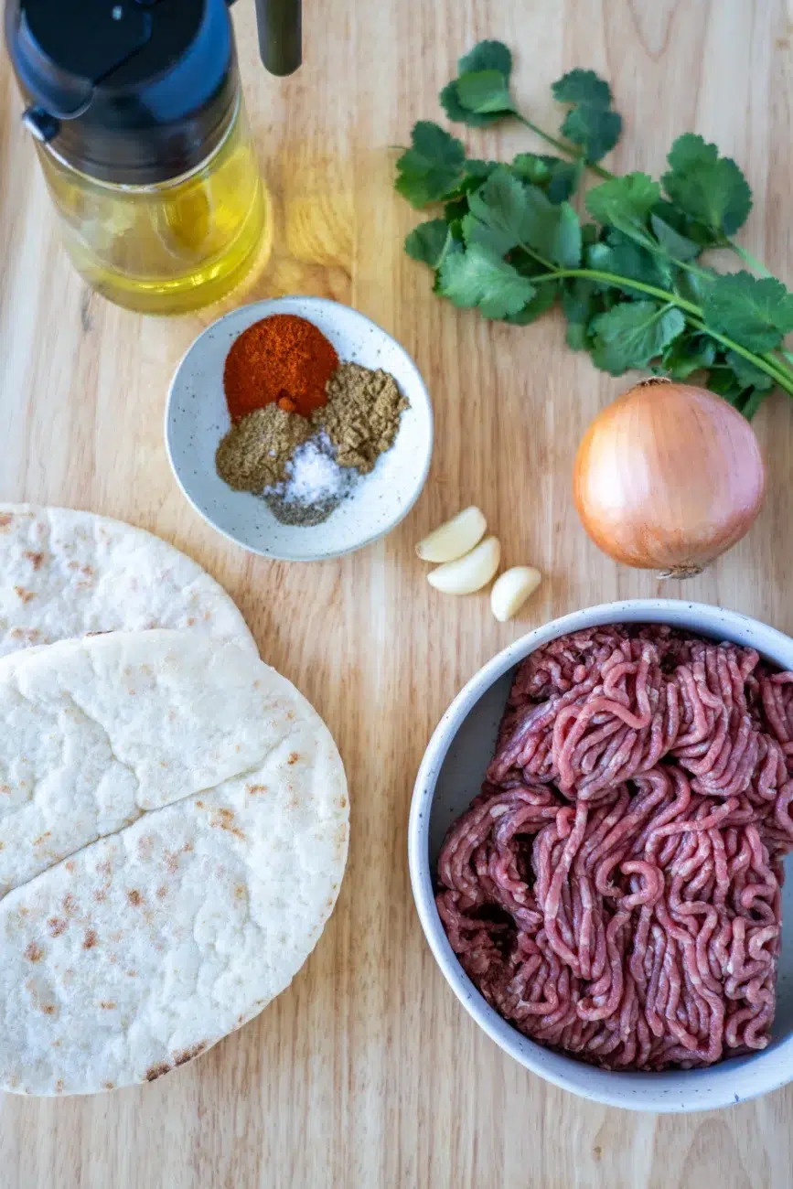ingredients for stuffed pita arayes recipe